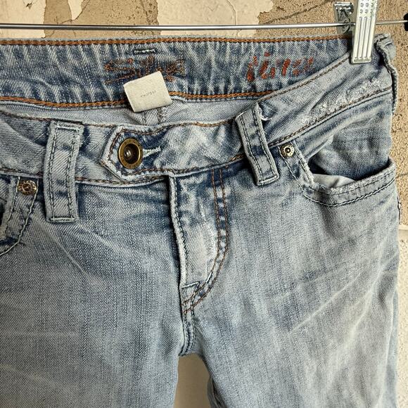 Y2K Low Rise Bootcut Jeans Silver Womens W29 L32 Light Wash Denim Flare Leg Jean - Picture 6 of 6